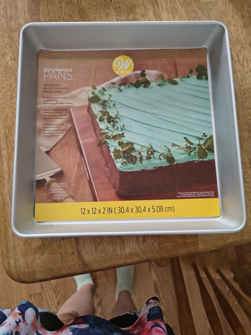Wilton Silver Square Cake Pan with Yellow Label